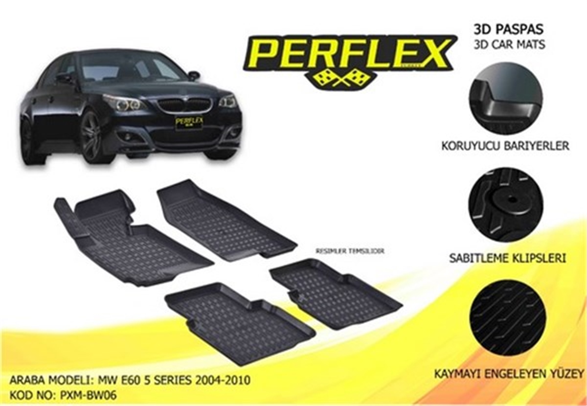 E60PASPAS 3D X-MAT HAVUZLU BMW E60 5 SERİSİ 04-10 SİYAH PERFLEX PXM-BW06PERFLEXPERFLEX PXM-BW06