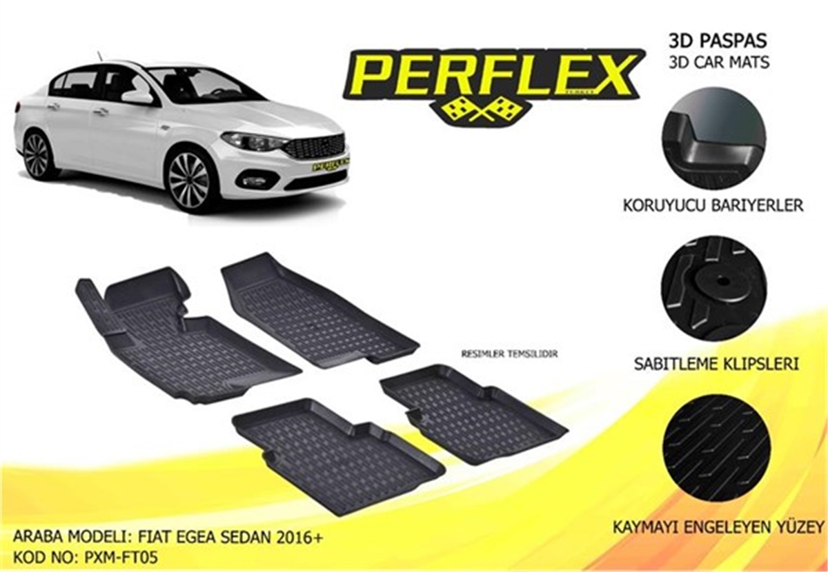EGEAPERFLEX 3D X-MAT HAVUZLU PASPAS ÇEŞİTLERİ BEJ FIAT EGEA SEDAN 2016 3D X-MAT 5 PCS PERFLEX PXMBG-FT05PERFLEXPERFLEX PXMBG-FT05
