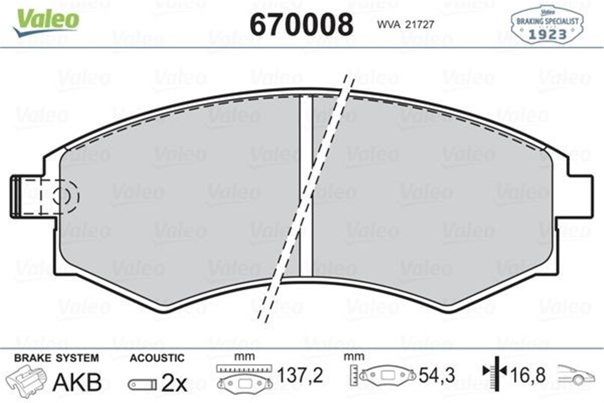ELANTRAÖN BALATA HYUNDAI ELANTRA 1.6-1.8 12. 03 SONATO II-III 1.8-2.0-2.4-3.0İ 95-00 VALEO 670008VALEOVALEO 670008
