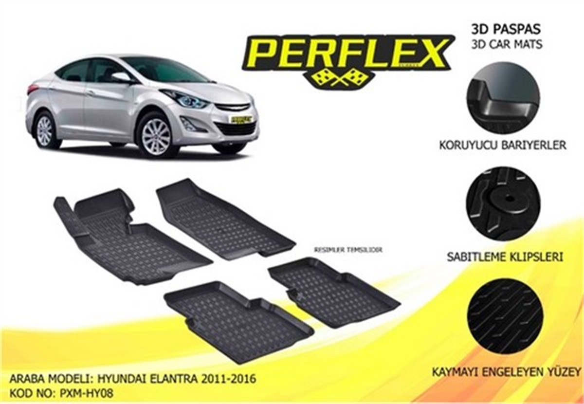 ELANTRAPASPAS 3D X-MAT HAVUZLU HYUNDAI ELANTRA 12 SİYAH PERFLEX PXM-HY08PERFLEXPERFLEX PXM-HY08