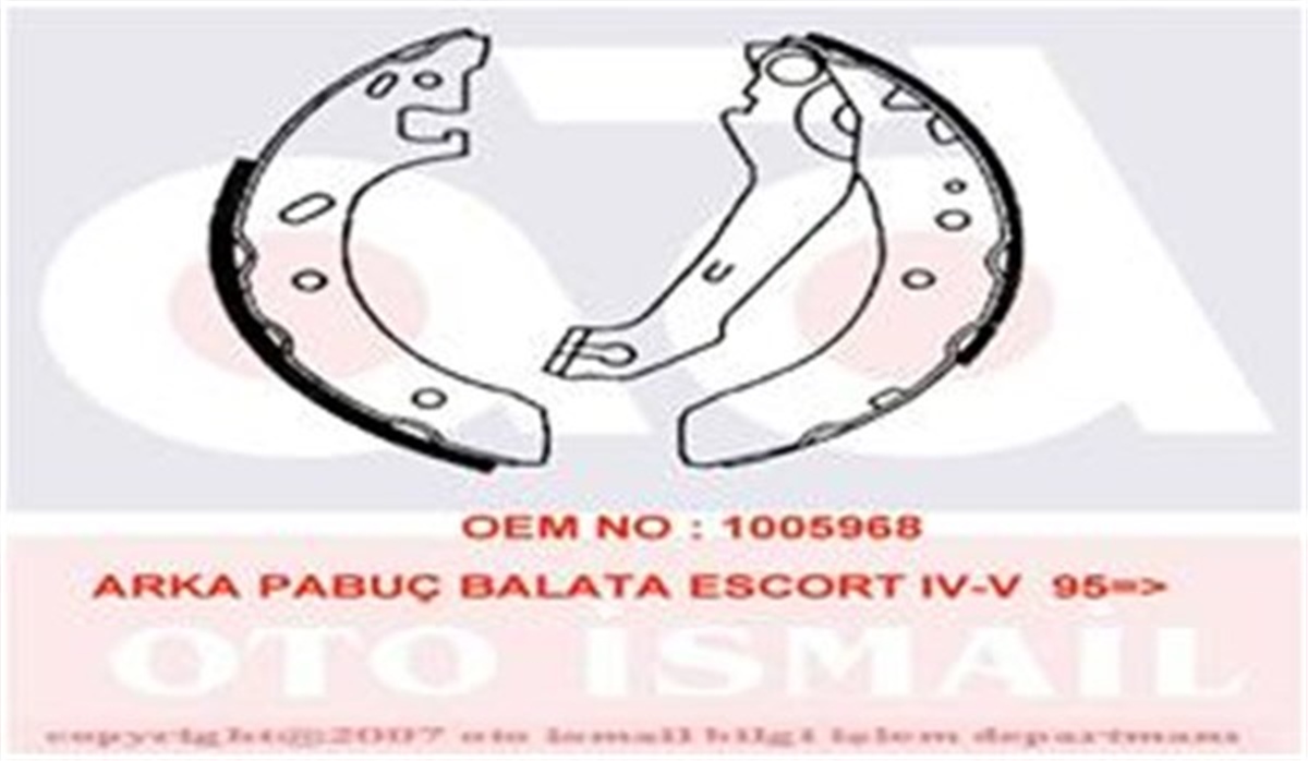 ESCORTARKA PABUÇ BALATA ESCORT VII 95-99 FIESTA 1.3 1.8 96-02 GS8607 203X38 VALEO 562632VALEOVALEO 562632