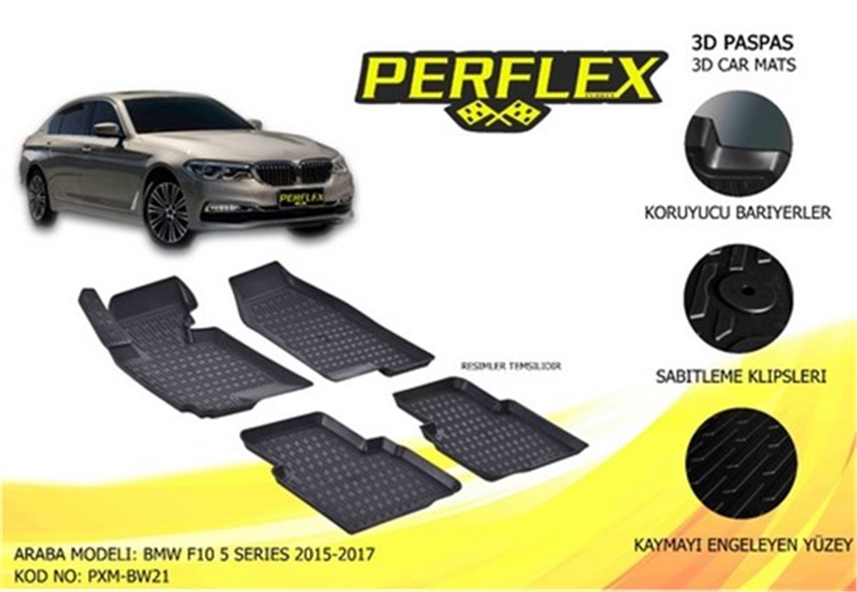 F10PASPAS 3D X-MAT HAVUZLU BMW F10 5 SERİSİ 15 SİYAH PERFLEX PXM-BW21PERFLEXPERFLEX PXM-BW21