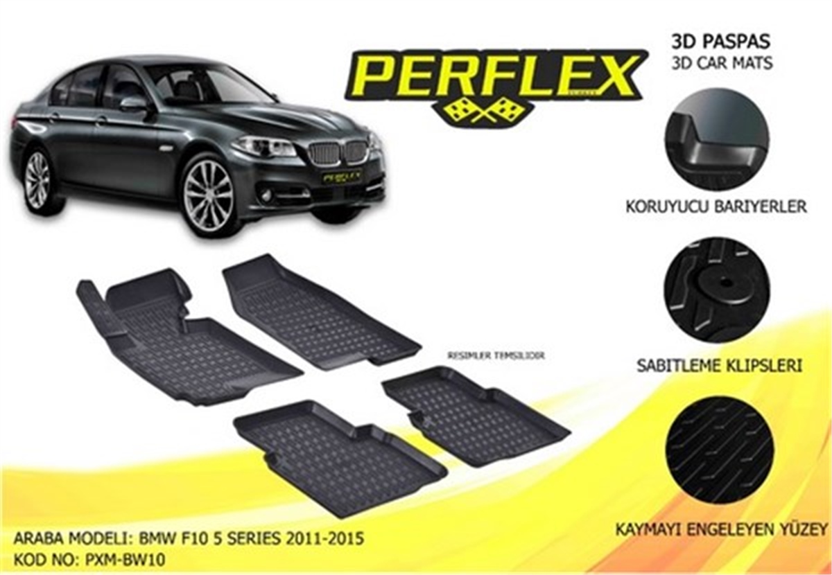 F10PASPAS 3D X-MAT HAVUZLU BMW F10 5 SERİSİ 11-15 SİYAH PERFLEX PXM-BW10PERFLEXPERFLEX PXM-BW10