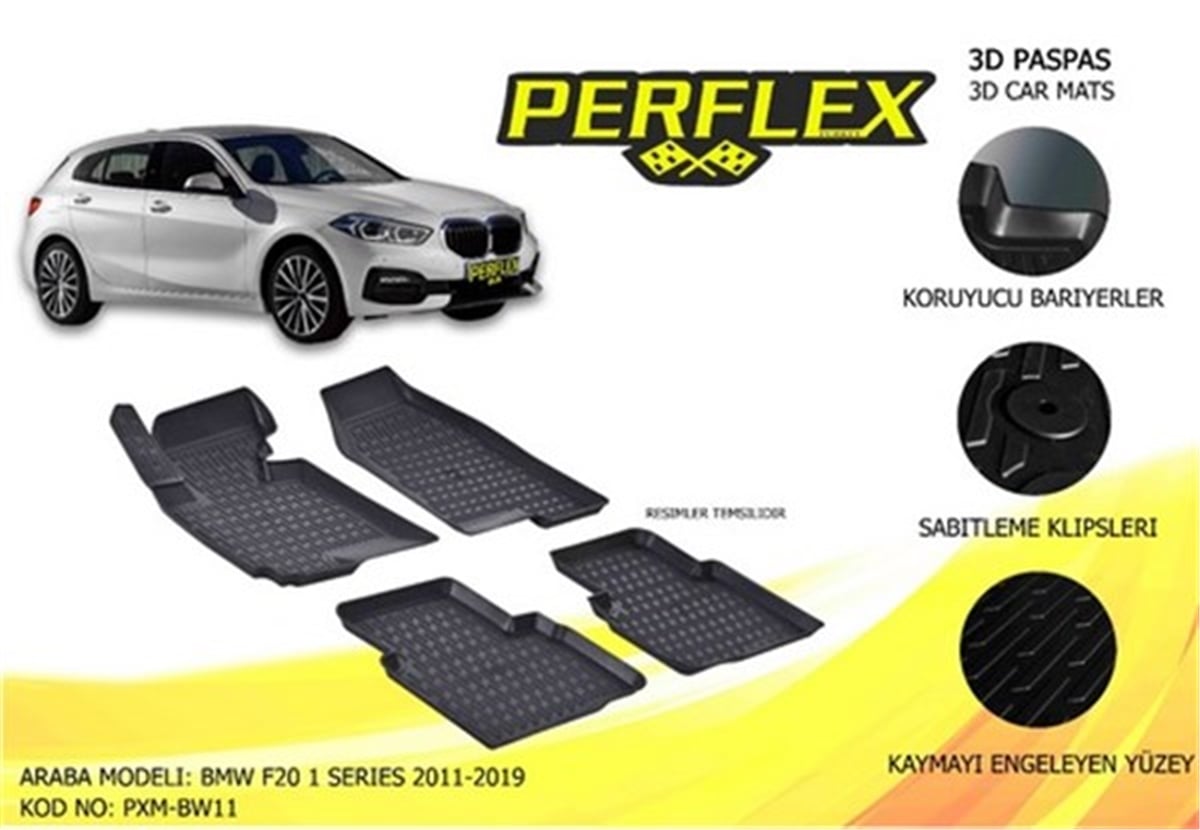 F20PASPAS 3D X-MAT HAVUZLU BMW F20 1 SERİSİ 11 SİYAH PERFLEX PXM-BW11PERFLEXPERFLEX PXM-BW11