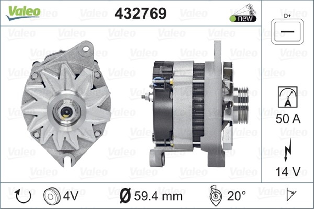 FIATALTERNATÖR A13N240 CIT-PEU-FIAT-MITSUBISHI VALEO 432769VALEOVALEO 432769
