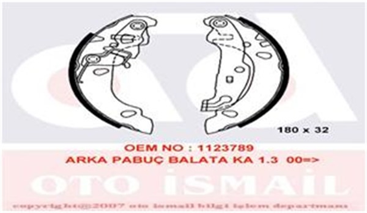 FIESTAARKA PABUÇ BALATA FIESTA IV-V 1.3-1.4-1.6-1.8 95-1.02 KA 1.3 96-08 GS8453 180X32 VALEO 562771VALEOVALEO 562771