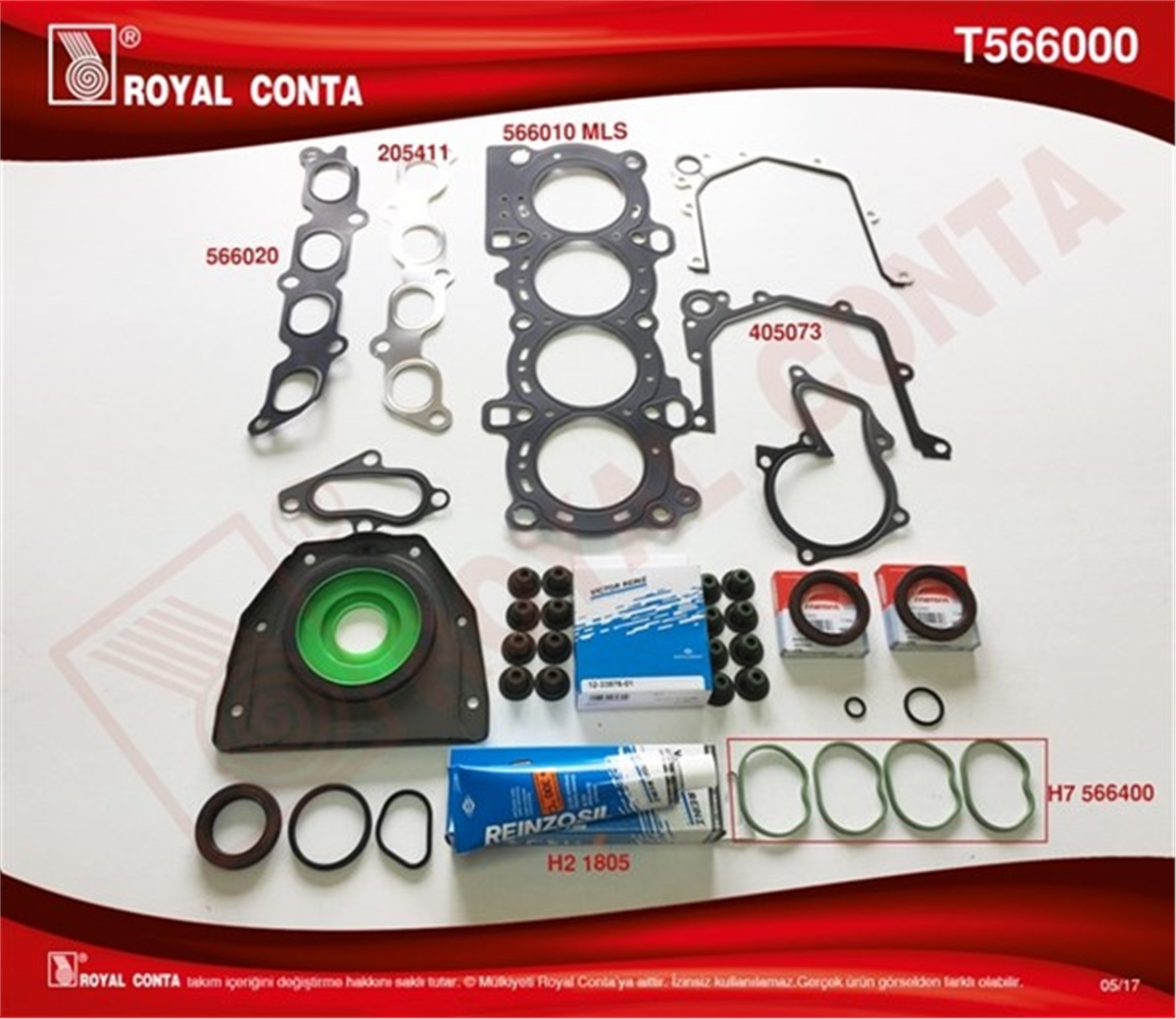 FIESTAMOTOR TAKIM CONTA REINZ KEÇELİ SUBP.LAST SUBAP KAPAK CONTASIZ FIESTA V 1.4 16V ROYAL T566000ROYALROYAL T566000