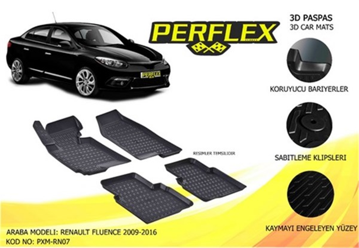 FLUENCEPASPAS 3D X-MAT HAVUZLU RENAULT FLUENCE 11 SİYAH PERFLEX PXM-RN07PERFLEXPERFLEX PXM-RN07