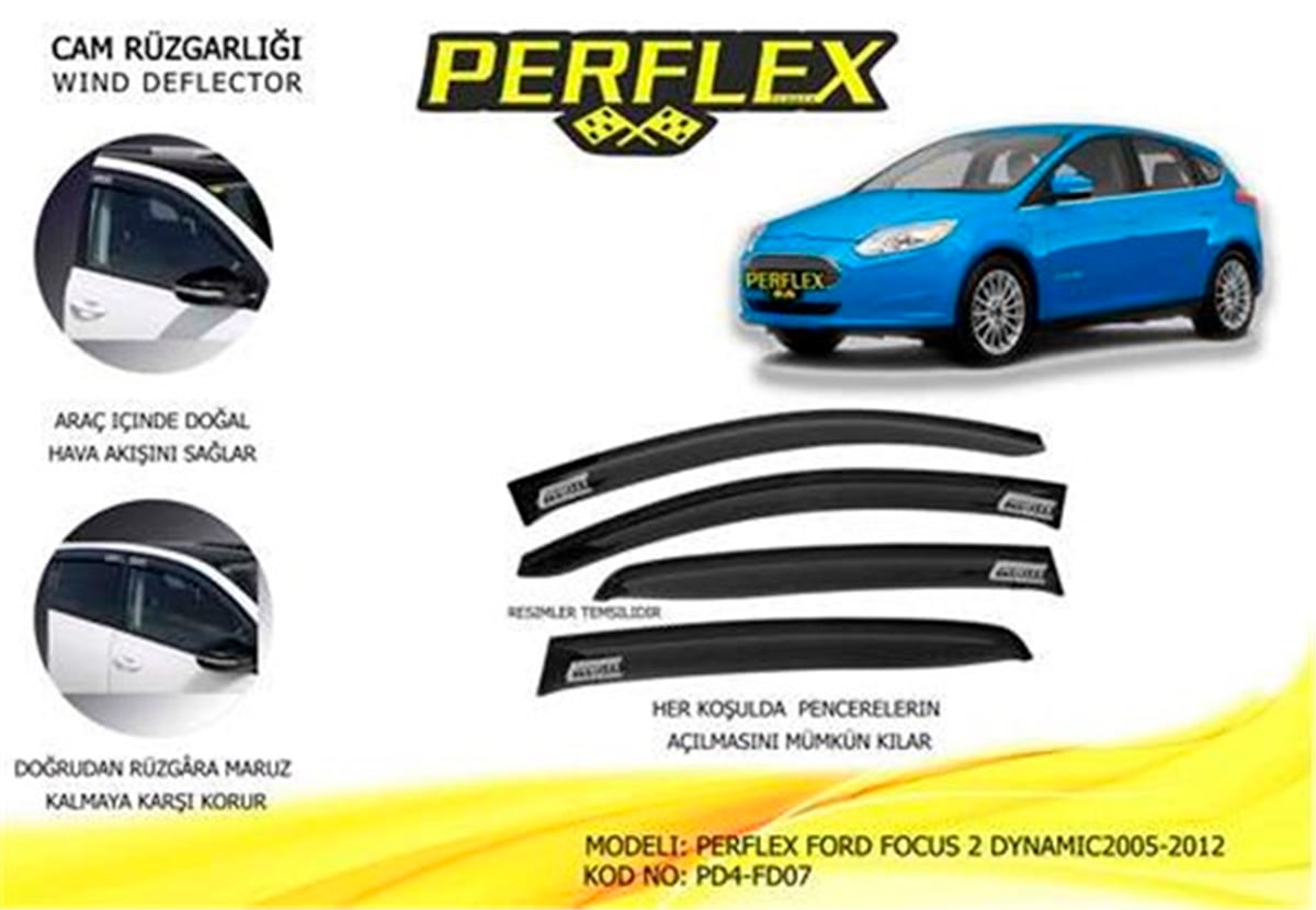 FOCUSCAM RÜZGARLIĞI FORD FOCUS 2 DYNAMIC 2005-2012 4 LÜ PERFLEX PD4-FD07PERFLEXPERFLEX PD4-FD07