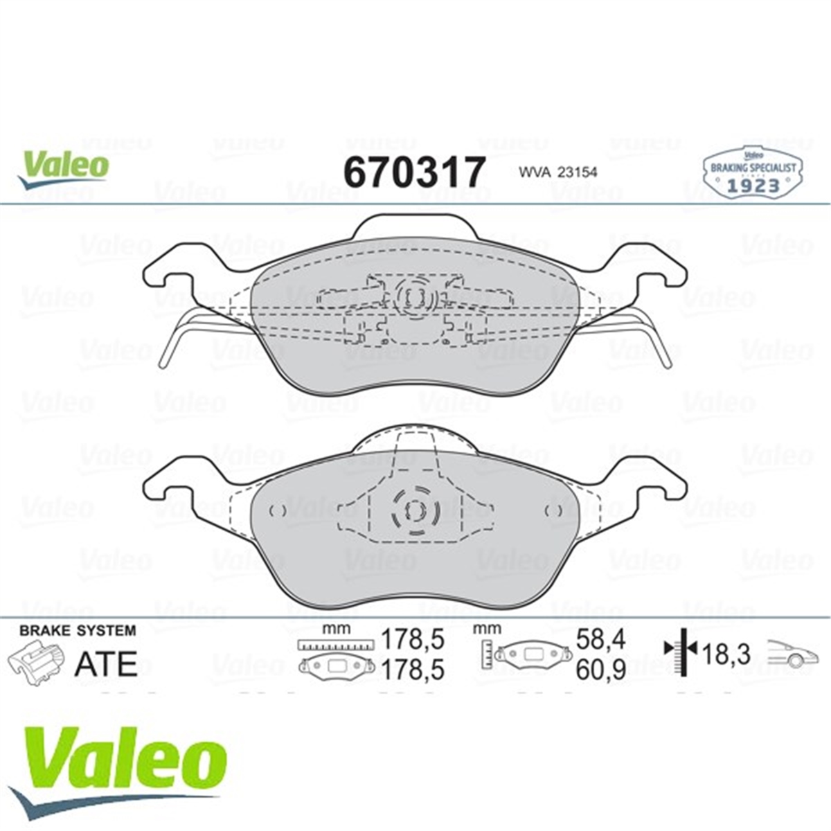 FOCUSÖN BALATA FOCUS 1.4 1.6 1.8 2.0 10.98-11.04 VALEO 670317VALEOVALEO 670317
