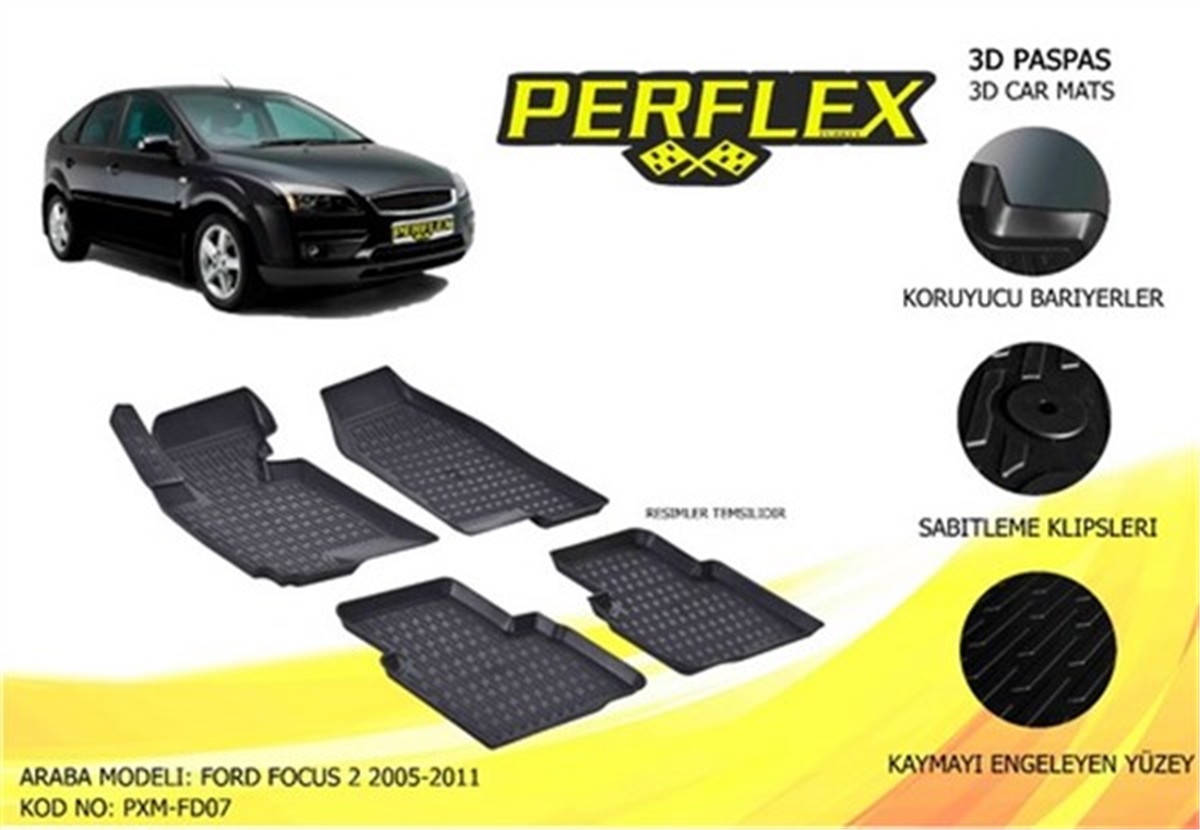 FOCUSPASPAS 3D X-MAT HAVUZLU FORD FOCUS 2 05-11 SİYAH PERFLEX PXM-FD07PERFLEXPERFLEX PXM-FD07