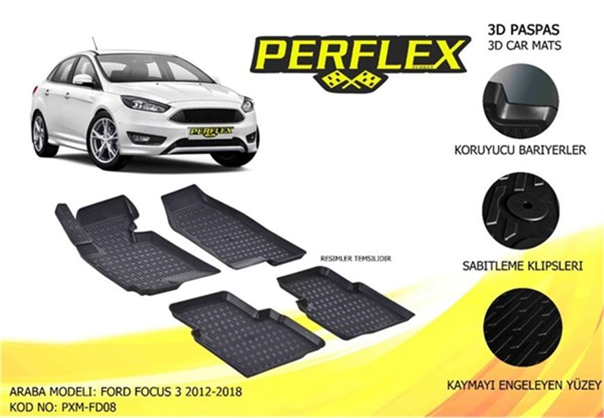 FOCUSPERFLEX 3D X-MAT HAVUZLU PASPAS ÇEŞİTLERİ BEJ FORD FOCUS III 2012 3D X-MAT 5 PCS PERFLEX PXMBG-FD08PERFLEXPERFLEX PXMBG-FD08
