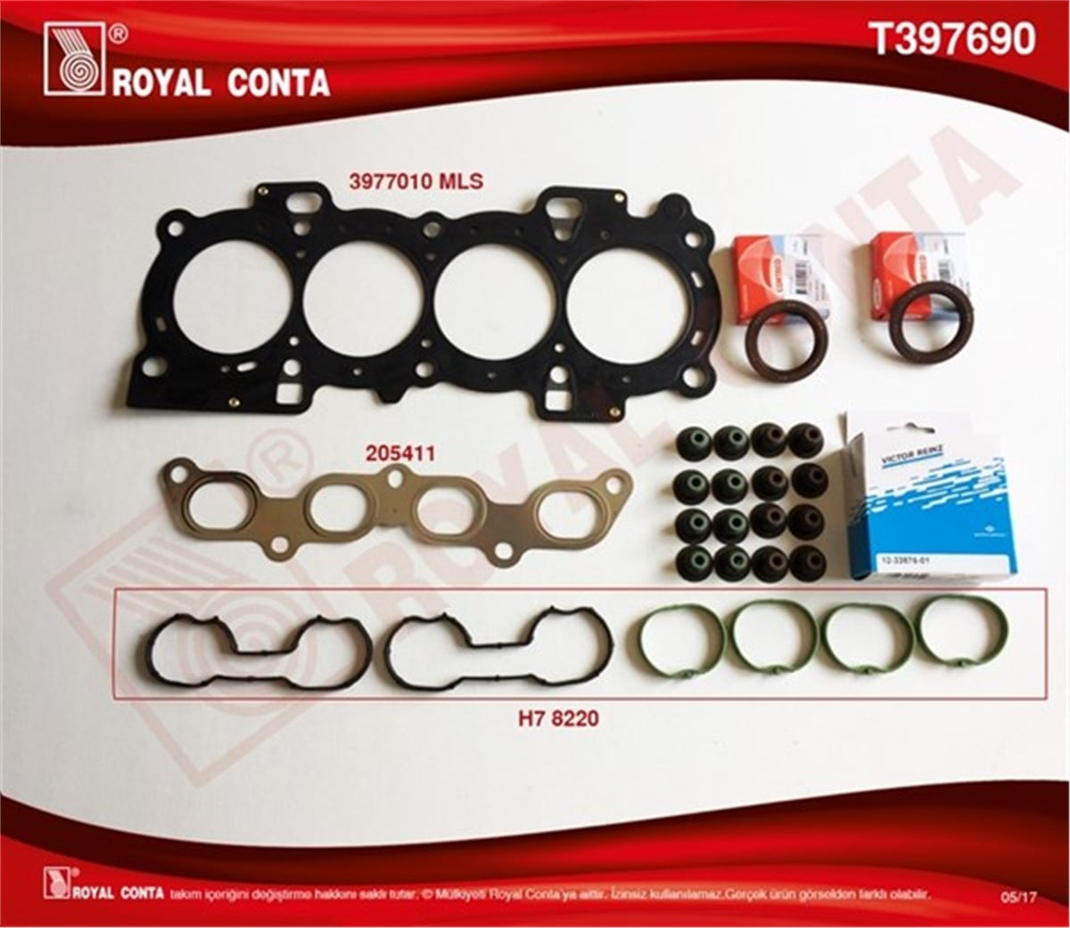 FOCUSÜST TAKIM CONTA REINZ KEÇELİ S LASTİKLİ SUBAP KAP.CONTASIZ FOCUS-FIESTA 1.6 16V ZTECH SE MOTOR ROYAL T397690ROYALROYAL T397690