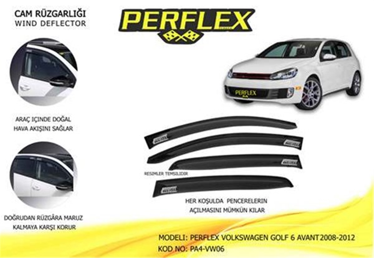 GOLFCAM RÜZGARLIĞI VOLKSWAGEN GOLF 6 AVANT 2008-2012 4 LÜ PERFLEX PA4-VW06PERFLEXPERFLEX PA4-VW06