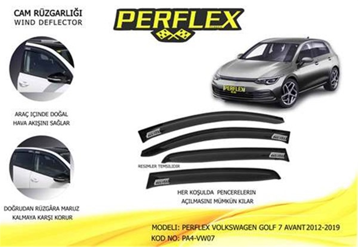 GOLFCAM RÜZGARLIĞI VOLKSWAGEN GOLF 7 AVANT 2012-2019 4 LÜ PERFLEX PA4-VW07PERFLEXPERFLEX PA4-VW07