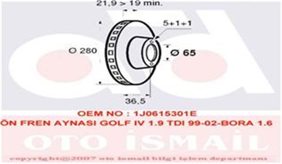 GOLFFREN DİSKİ ÖN DDF928 / DF2804 (TAKIM FIYAT) 1J0615301E VW GOLF4-BORA-A3-TOLEDO 97-04 BM VALEO VAL 186604VALEOVALEO 186604