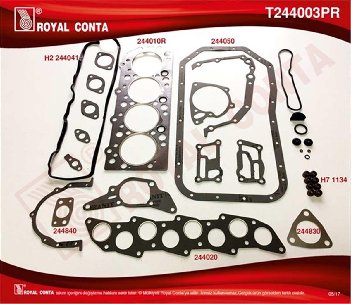 H100MOTOR TAKIM CONTA.SÜPER SUBAP KEÇELİ L300-H100 ROYAL T244003PRROYALROYAL T244003PR