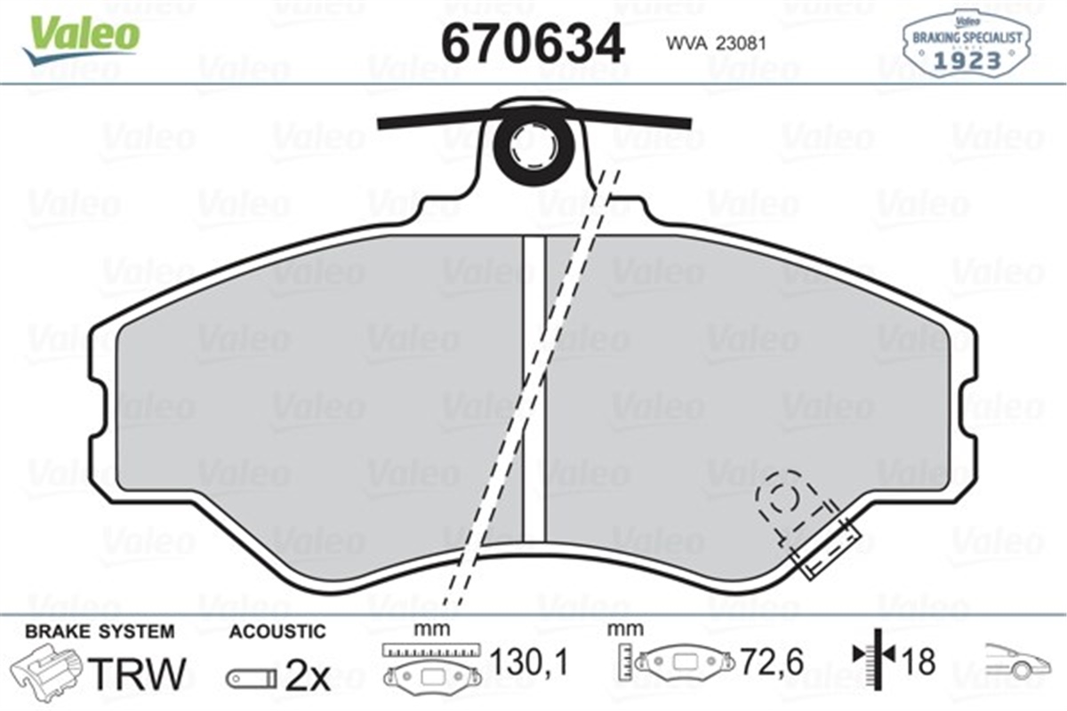H100ÖN BALATA H100 07-93-03-00 VALEO 670634VALEOVALEO 670634