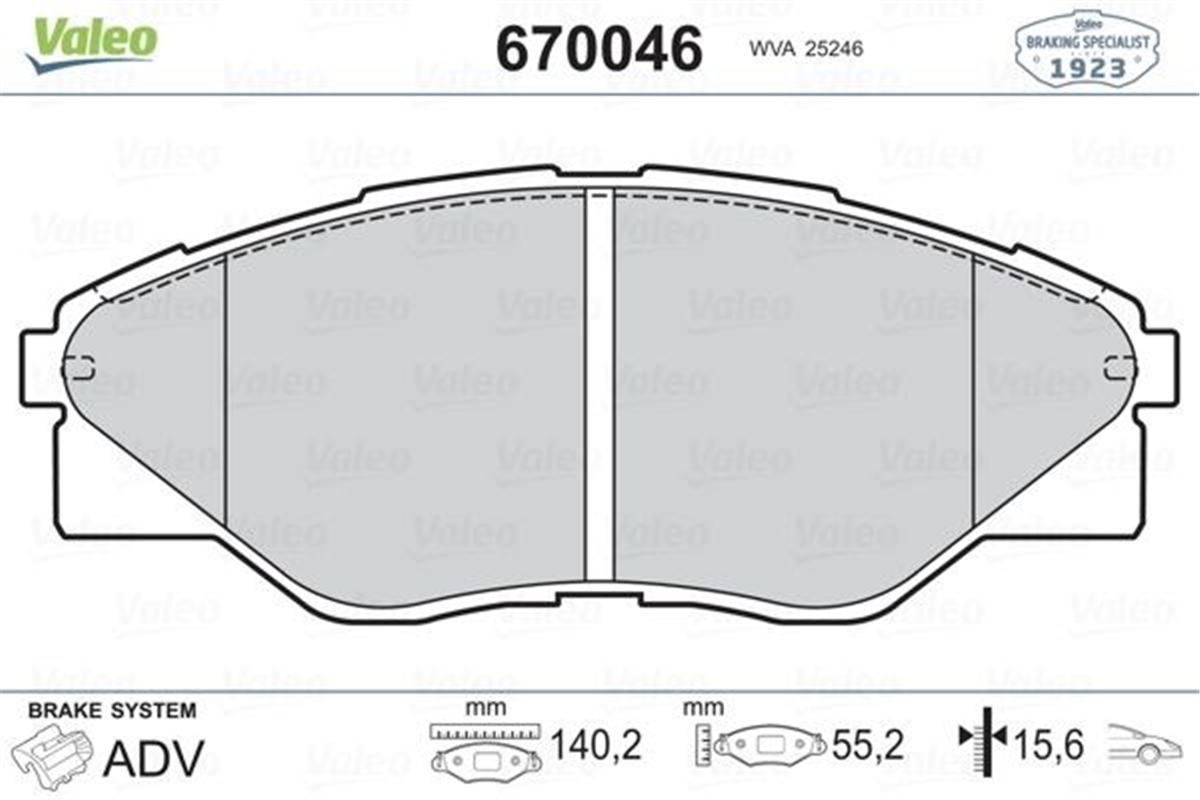 HILUXÖN BALATA HILUX PICKUP 2.5D-4D 11-2001 -HILUX PICKUP 2.5 12-2007 VALEO 670046VALEOVALEO 670046