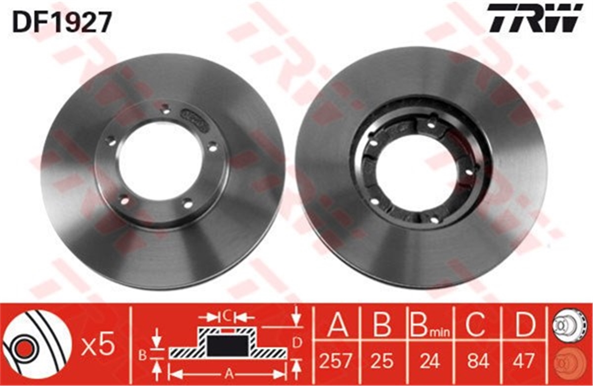 HILUXÖN FREN AYNASI HILUX 97-06 257X25X24XHAVALI TRW DF1927TRWTRW DF1927