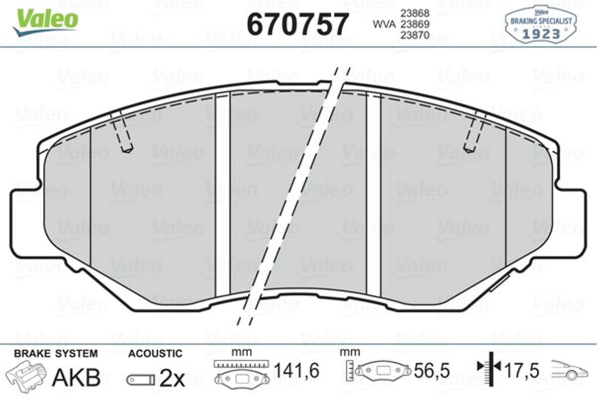 HONDAÖN BALATA HONDA CR-V I II III 2.0 2.2 99-9.06 VALEO 670757VALEOVALEO 670757