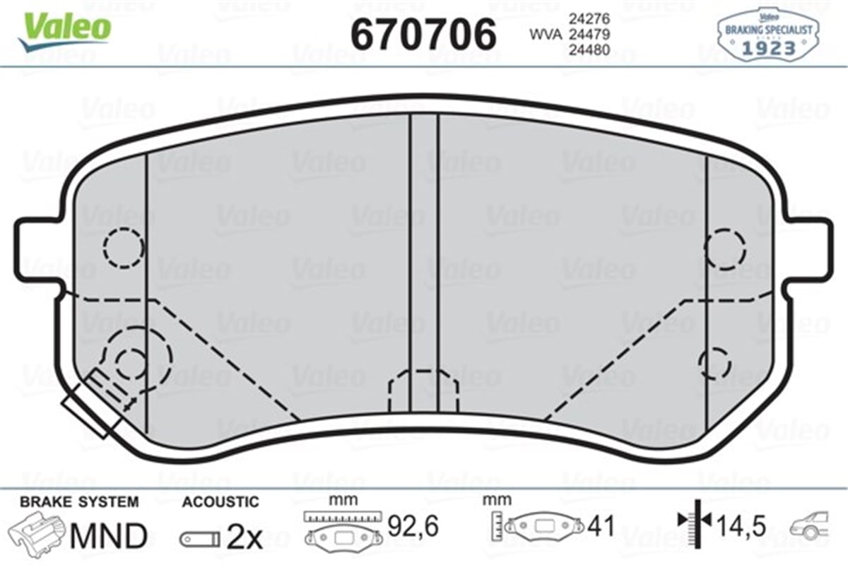 İ10ARKA BALATA HYUNDAI İ10-1.0 1.1-1.2 08 11 KIA PICANTO 1.0-1-1 08 VALEO 670706VALEOVALEO 670706