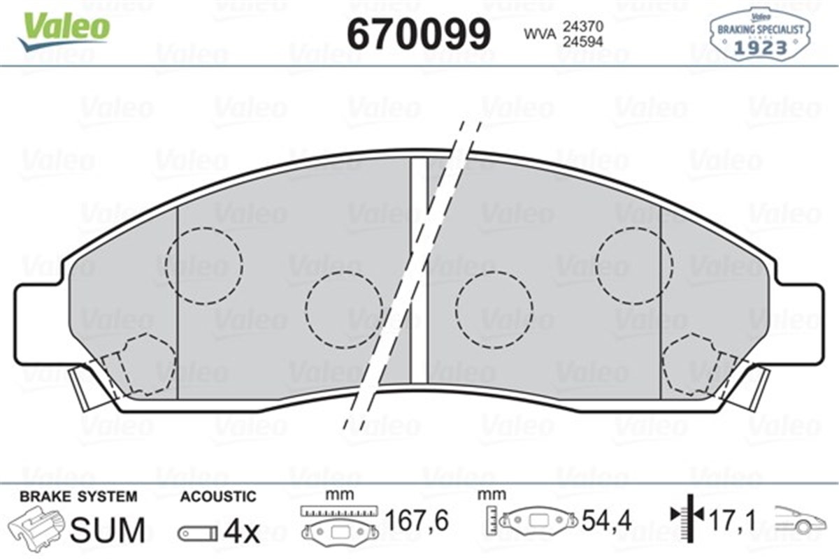 ISUZUÖN BALATA ISUZU D MAX 02 VALEO 670099VALEOVALEO 670099