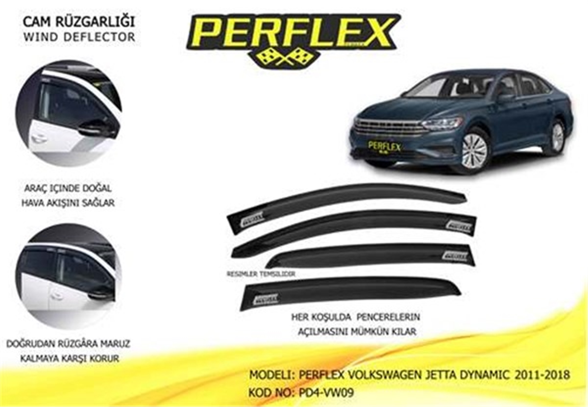 JETTACAM RÜZGARLIĞI VOLKSWAGEN JETTA DYNAMIC 2011-2018 4 LÜ PERFLEX PD4-VW09PERFLEXPERFLEX PD4-VW09