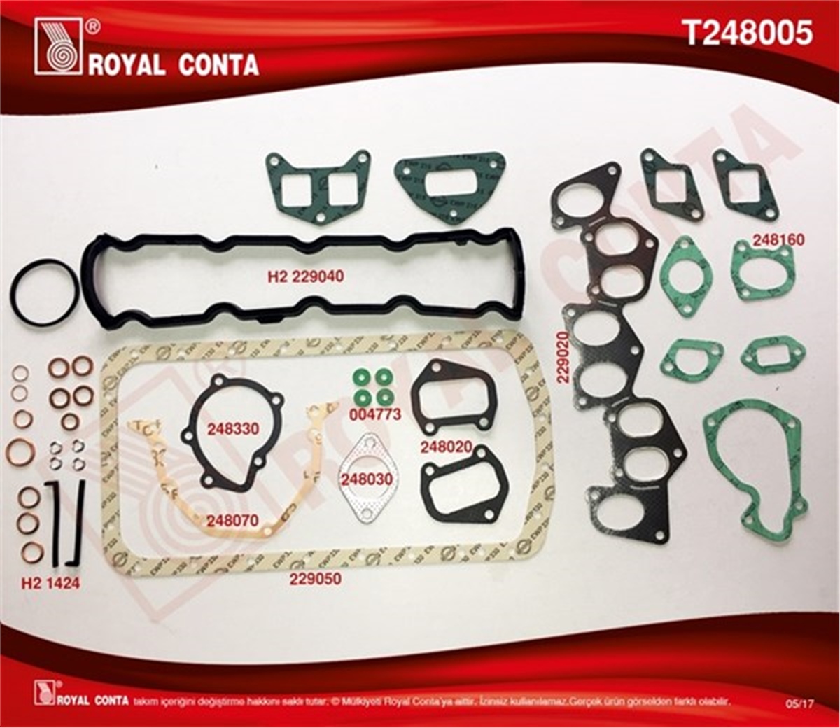 JUMPERTAKIM CONTA SİLİNDİR KAPAK CONTASI CONTASIZ BOXER-JUMPER 1.9 ROYAL T248005ROYALROYAL T248005