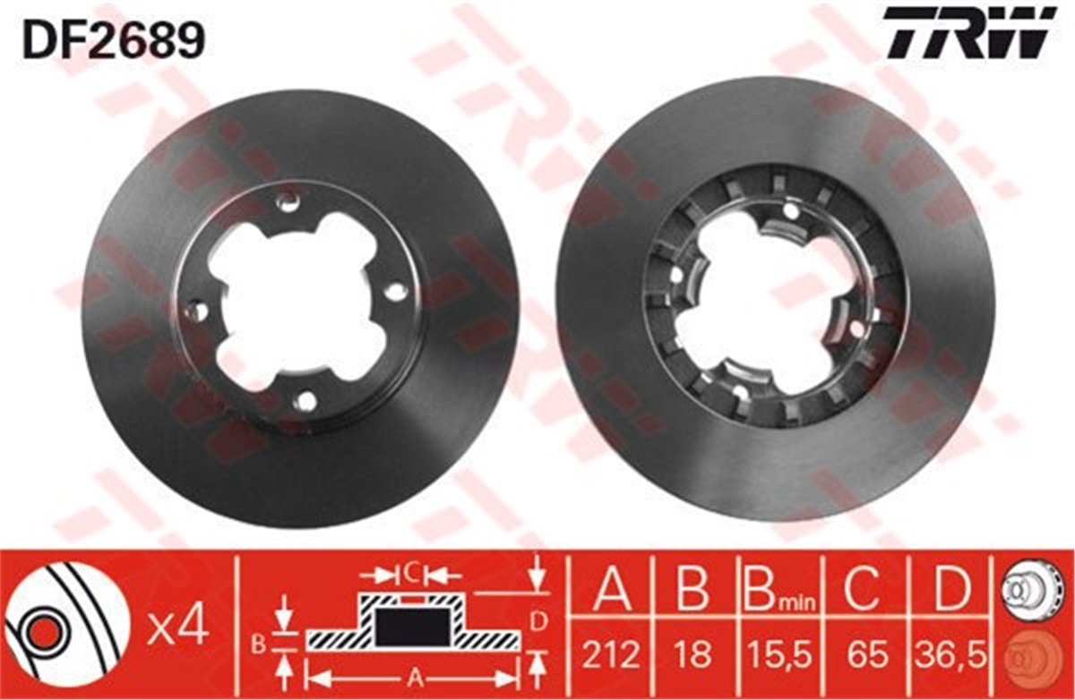 JUSTYÖN FREN AYNASI SUBARU JUSTY 84-90 LIBERO 86-00 TRW DF2689TRWTRW DF2689