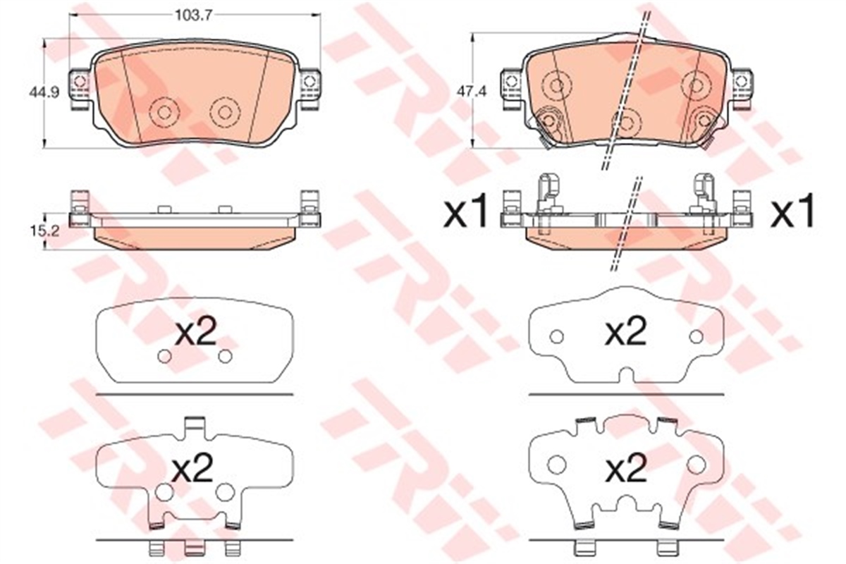 KADJARARKA BALATA RENAULT KADJAR 15 NISSAN QASHQAI-XTRAIL 14 103.7X44.9X47.4X15.2 TRW GDB3617TRWTRW GDB3617