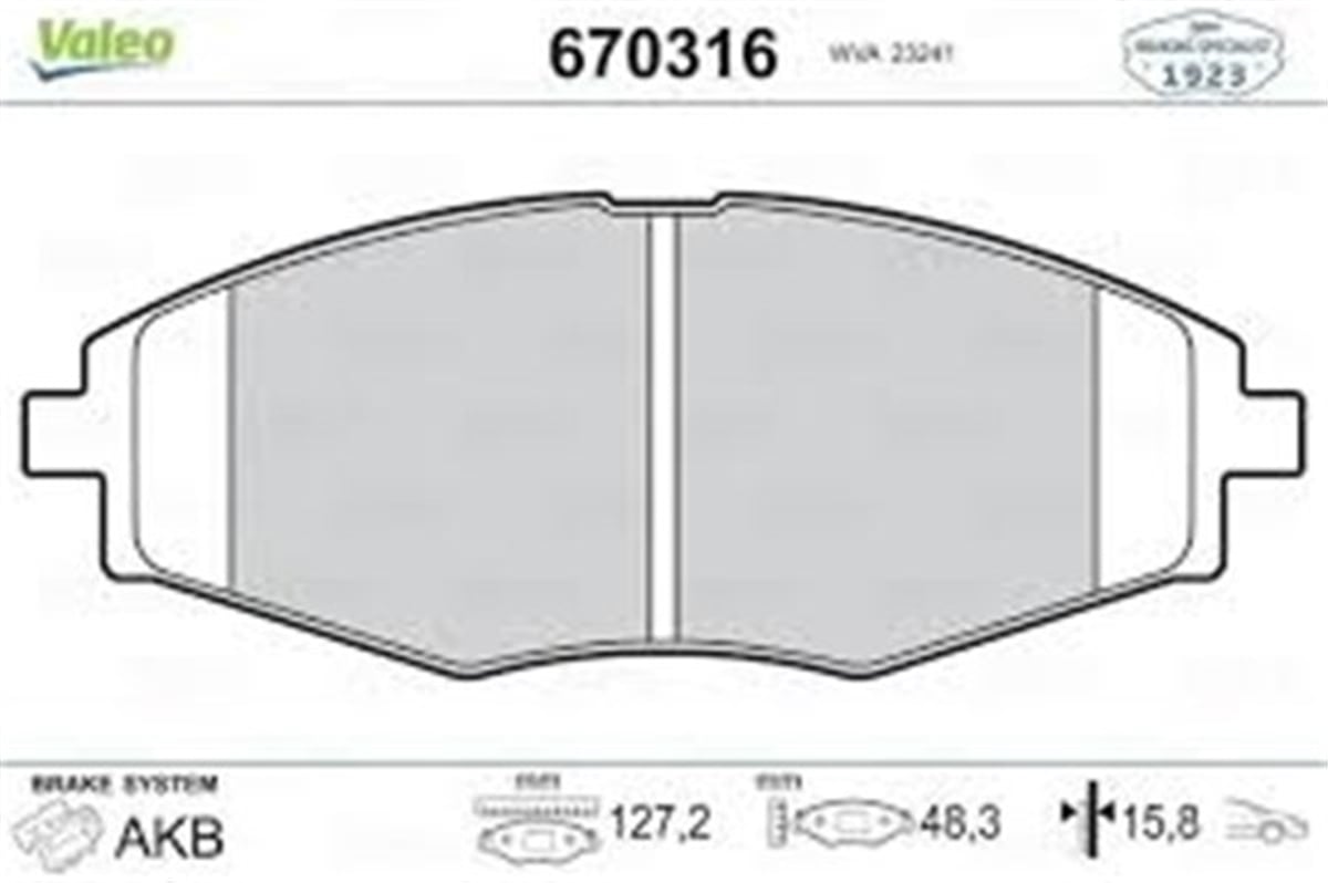 KALOSÖN BALATA KALOS 1.2-1.4-1.4 16V SEDAN-1.4 16V 03-05 -MATIZ 0.8-1.0 03-05 -LANOS 1.4 VALEO 670316VALEOVALEO 670316