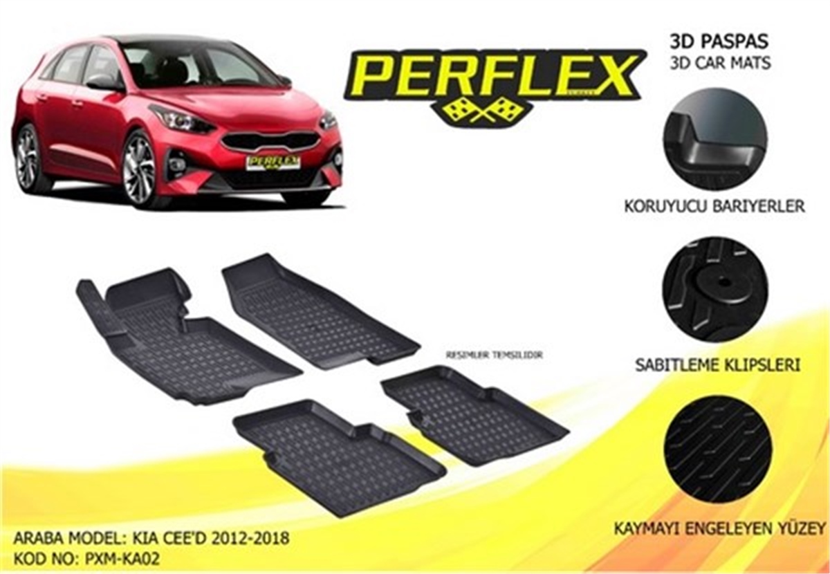 KIAPASPAS 3D X-MAT HAVUZLU KIA CEE D 12 SİYAH PERFLEX PXM-KA02PERFLEXPERFLEX PXM-KA02
