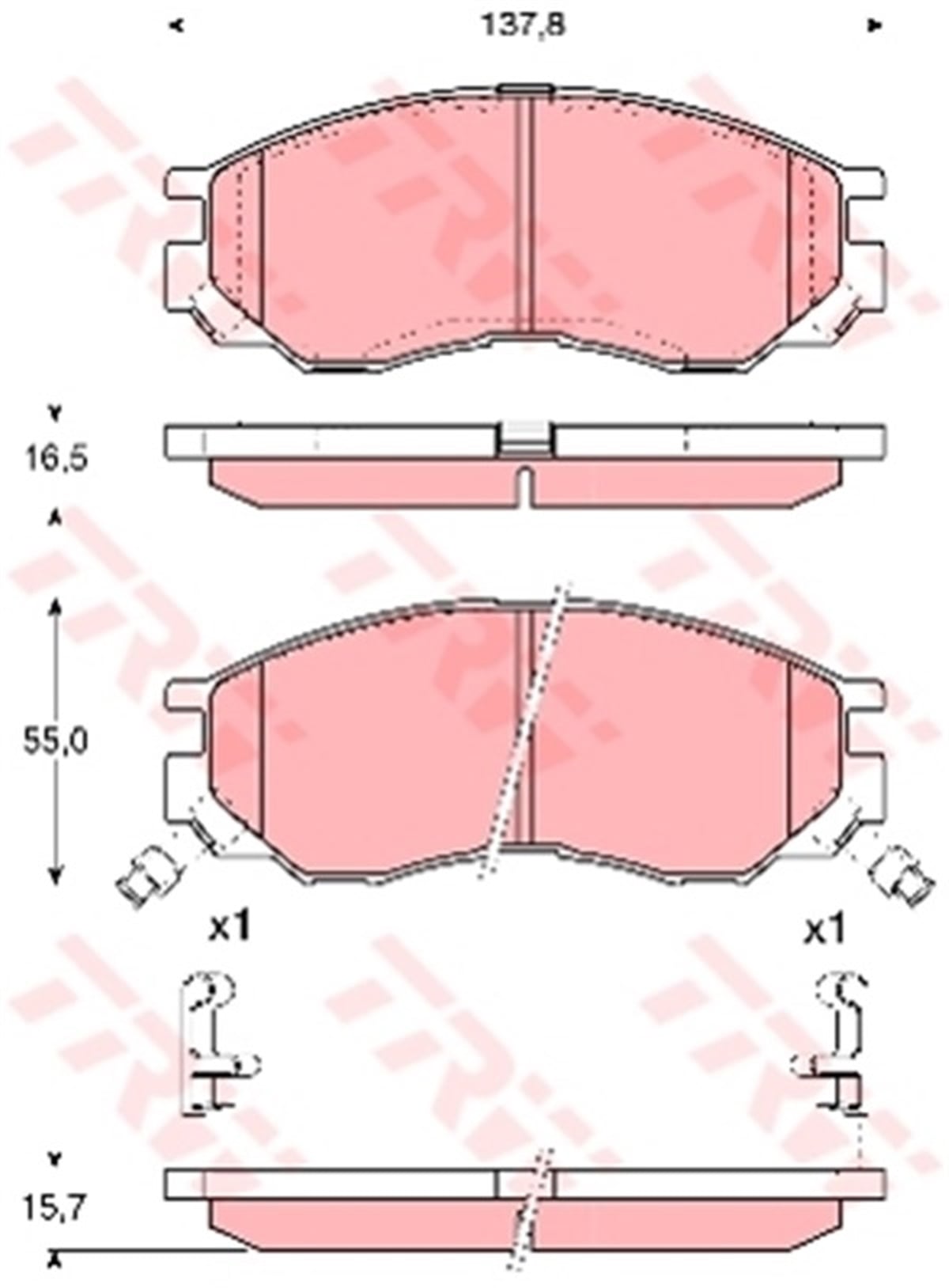 L200ÖN BALATA MITSUBISHI L200 96 L300 94-99 TRW GDB1286TRWTRW GDB1286