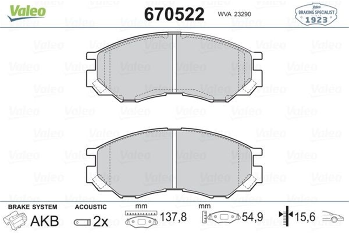 L200ÖN BALATA MITSUBISHI L200 96 L300 94-99 VALEO 670522VALEOVALEO 670522