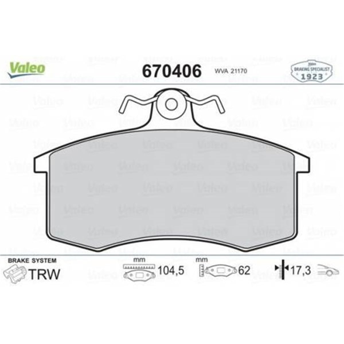 LADAÖN BALATA SAMARA 1.1-1.3-1.5 85-97 VALEO 670406VALEOVALEO 670406