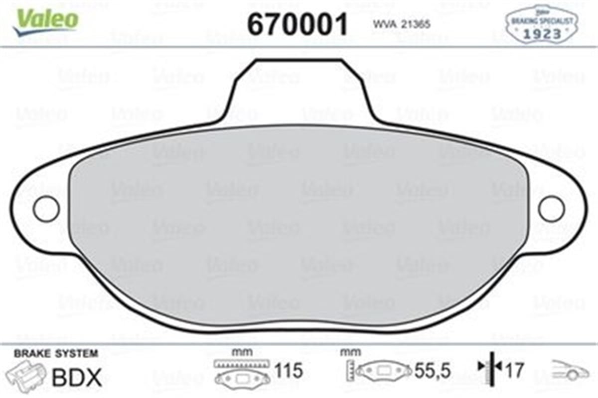 LANCIAÖN BALATA PANDA 1.1 03 1.2 03 PUNTO 1.2 99 03 SEICENTO 98-10 LANCIA Y 95-03 T VALEO 670001VALEOVALEO 670001