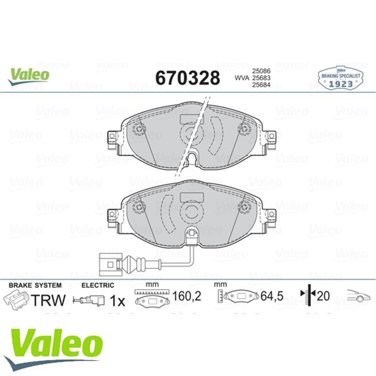 LEONÖN BALATA GOLF7-A3-LEON-TIGUAN-PASSAT-OCTAVIA-SUPERB 12 VALEO 670328VALEOVALEO 670328