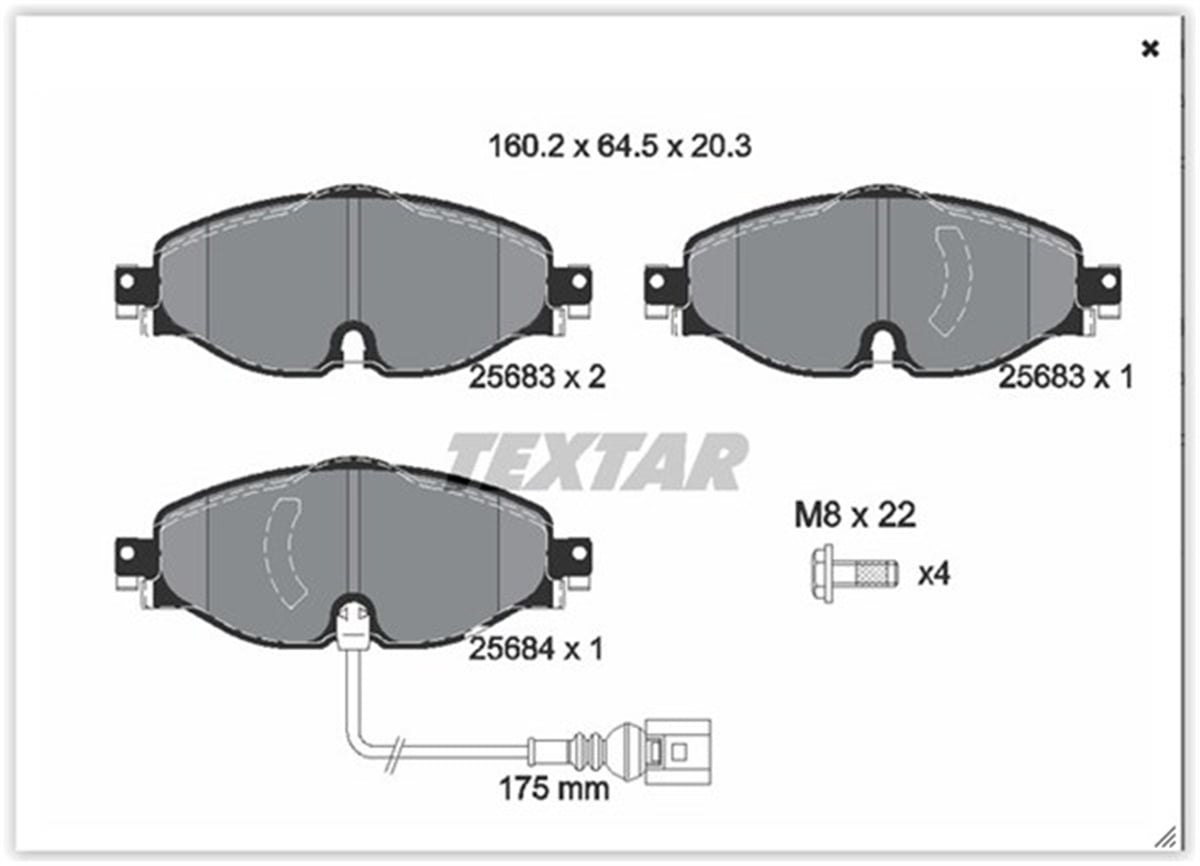 LEONÖN BALATA GOLF7-A3-LEON-TIGUAN-PASSAT-OCTAVIA-SUPERB 12 TEXTAR 2568301TEXTARTEXTAR 2568301