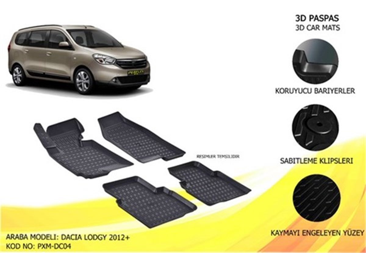 LODGYPASPAS 3D X-MAT HAVUZLU DACIA LODGY 13 SİYAH PERFLEX PXM-DC04PERFLEXPERFLEX PXM-DC04