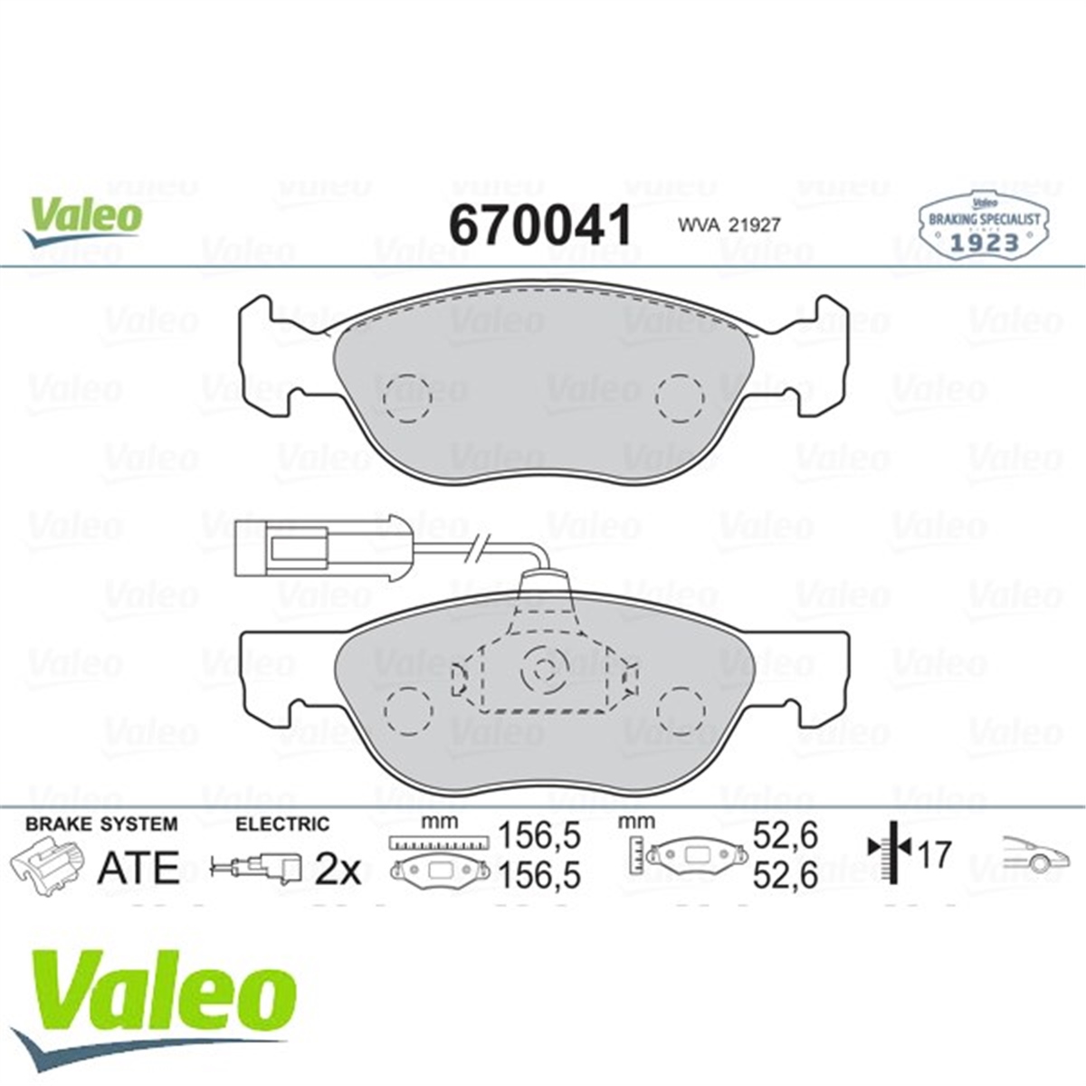 MAREAÖN BALATA FİŞLİ BRAVA-BRAVO 95-01 MAREA 96 PUNTO 00 VALEO 670041VALEOVALEO 670041