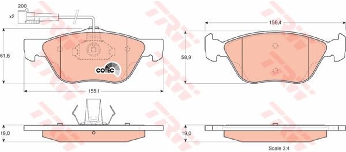 MAREAÖN BALATA FİŞLİ MAREA 2.0 BRAVO 2.0 MULTIPLA ALFA 145 146 156 1.6 1.8 2.0 JTD GTV SPIDER TRW GDB1212TRWTRW GDB1212