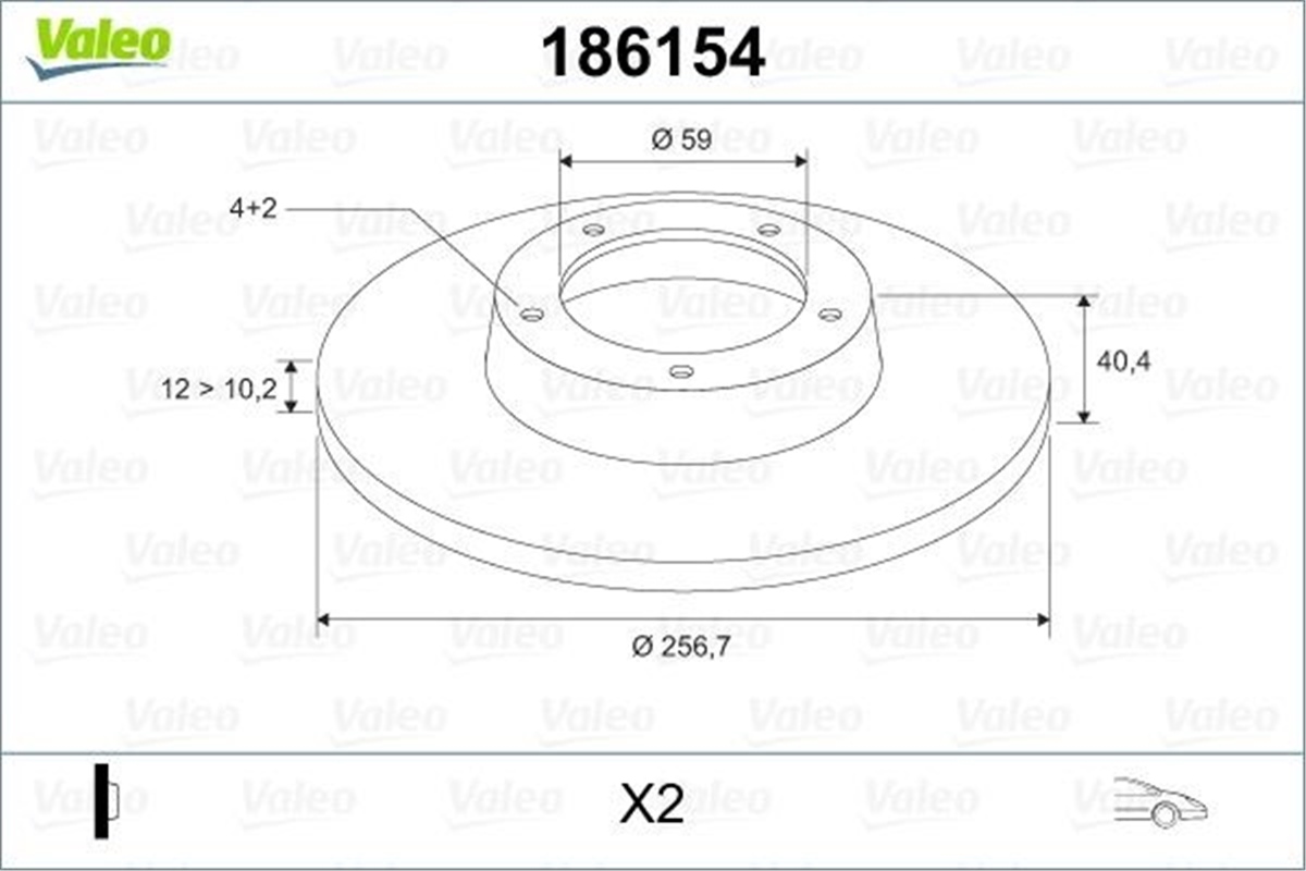 MAREAÖN FREN AYNASI TEMPRA-TIPO-MAREA-BRAVA-BROVO-ALFA-145-146-DEBRE-DELTA-YPSILON 257.5X11.9X4DL VALEO 186154VALEOVALEO 186154