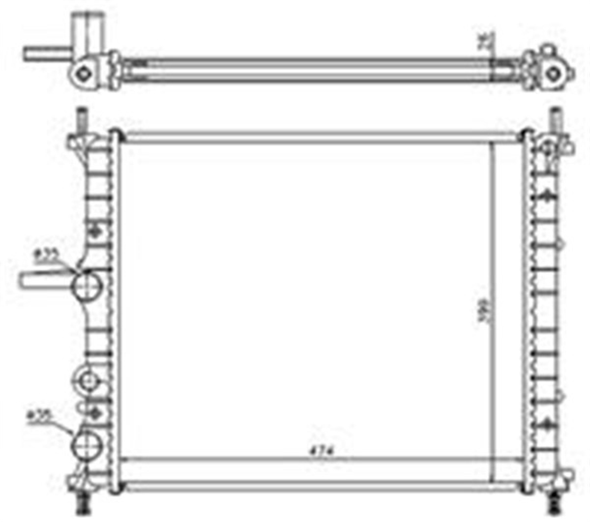 MAREARADYATOR BRAVO-BRAVA-MAREA 1.2-1.4-1.6 6V AC MEK 480X415X23 ALEMİNYUM ORIS MFI023ORISORIS MFI023