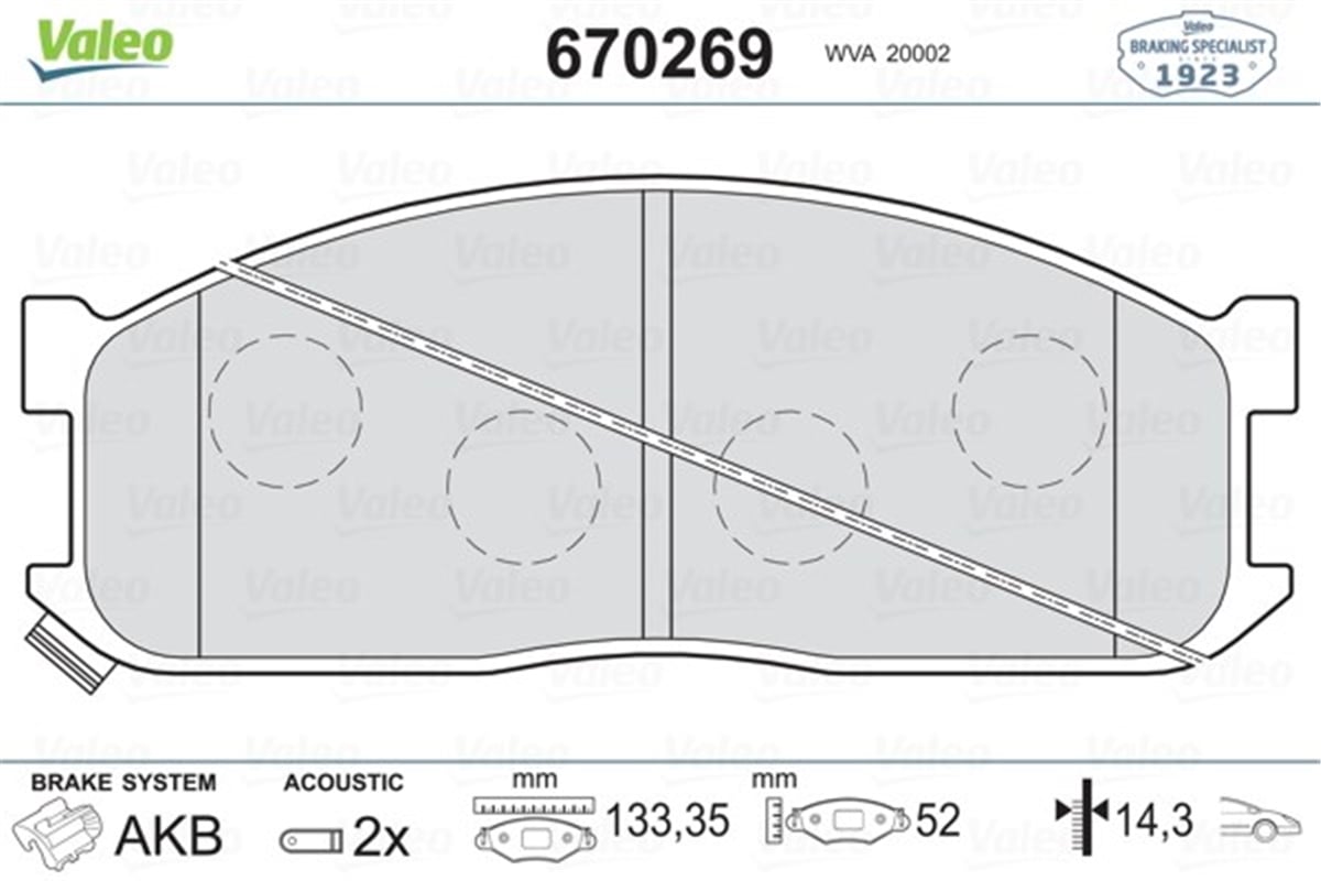 MAZDAÖN BALATA KIA BESTA 2.2D 96 BESTA 2.7D 99 MAZDA E2000 E2200 91-03 VALEO 670269VALEOVALEO 670269