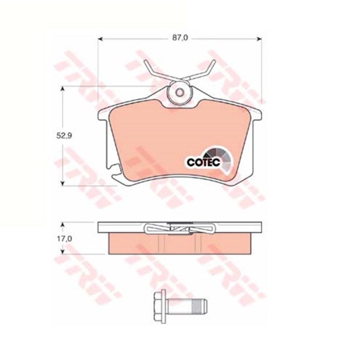 MEGANEARKA BALATA FLUENCE-MEGANE II-III-207-308-307-PARTNER-C3-C4-BORA-PASSAT 97 GOLF IV-V-POLO 87X52.9X17 TRW GDB1578TRWTRW GDB1578