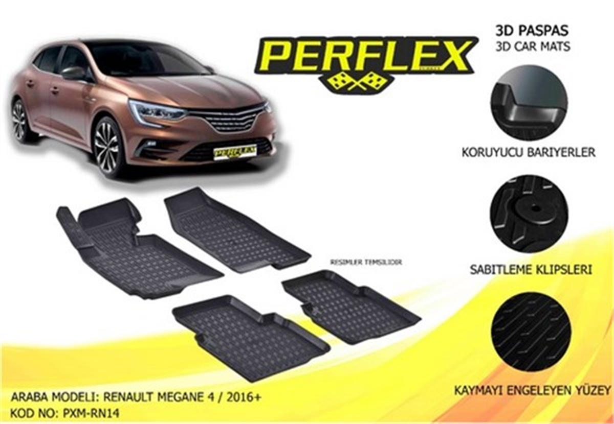 MEGANEPASPAS 3D X-MAT HAVUZLU RENAULT MEGANE IV 16 SİYAH PERFLEX PXM-RN14PERFLEXPERFLEX PXM-RN14