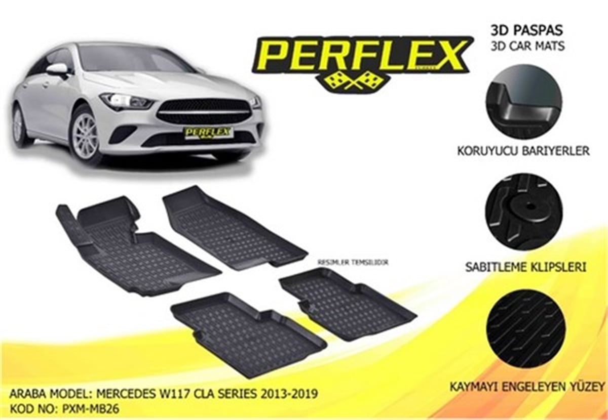 MERCEDESPASPAS 3D X-MAT HAVUZLU MERCEDES W117 CLA SERİSİ 13 SİYAH PERFLEX PXM-MB26PERFLEXPERFLEX PXM-MB26