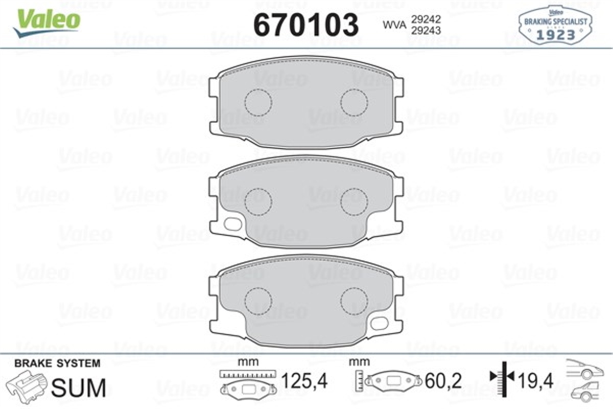 MITSUBISHIÖN BALATA MITSUBISHI CANTER 01-05 VALEO 670103VALEOVALEO 670103