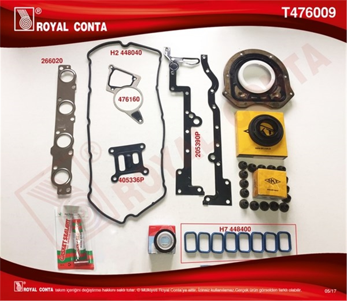 MONDEOMOTOR TAKIM CONTA SKT KEÇELİ-SUB.LASTİKLİ-SİLİNDİR KAPAK CONTASI SİZ TRANSİT V184 ÖNDEN ÇEKER 01-07 -MONDEO 2.0 16V ROYAL T476009ROYALROYAL T476009